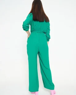 Royalfashion Zielony długi kombinezon damski