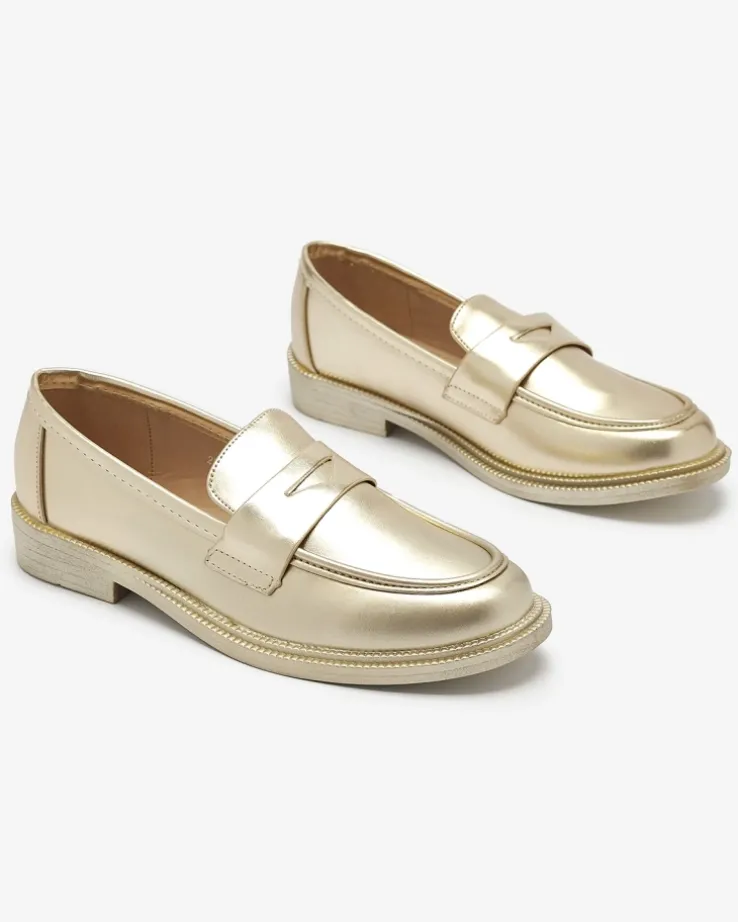 Royalfashion Złote mokasyny damskie z eko skóry Zibom