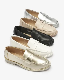 Royalfashion Złote mokasyny damskie z eko skóry Zibom