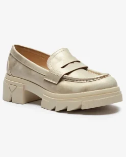 Royalfashion Złote mokasyny damskie z eko skóry Sepop