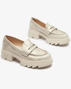 Royalfashion Złote mokasyny damskie z eko skóry Sepop