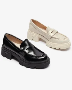 Royalfashion Złote mokasyny damskie z eko skóry Sepop