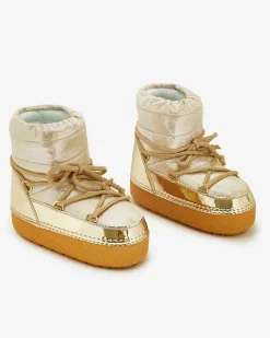 Royalfashion Złote śniegowce damskie sznurowane Yevnoie