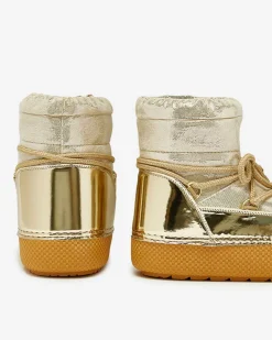 Royalfashion Złote śniegowce damskie sznurowane Yevnoie