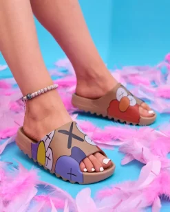 Royalfashion Złoto - brązowe damskie klapki Elmino