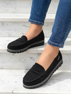 Sabella Czarne Mokasyny z Ekoskóry