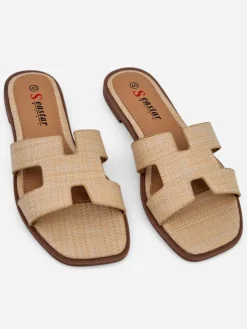 Sandały damskie beżowe Letizia wygodne płaskie skóra ekologiczna lato