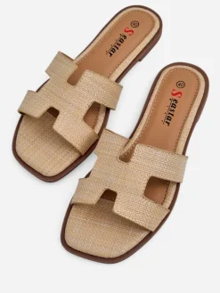 Sandały damskie beżowe Letizia wygodne płaskie skóra ekologiczna lato