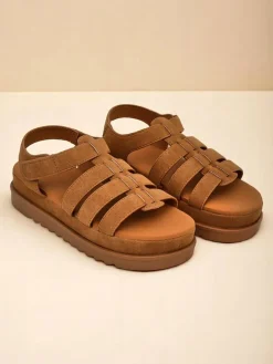 Sandały damskie Callista Camel na platformie Royalfashion skóra ekologiczna