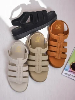 Sandały damskie Callista Camel na platformie Royalfashion skóra ekologiczna