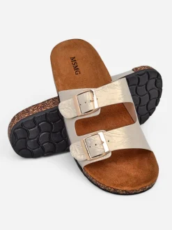 Sandały damskie złote Ariadne Eco z płaską podeszwą na lato