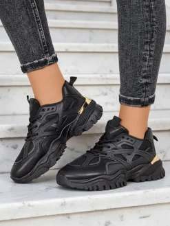 Stilosa Luma Czarne Sneakersy Damskie z Ekologicznej Skóry