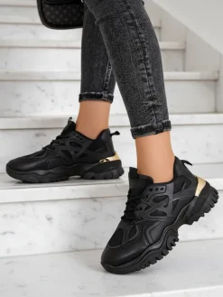 Stilosa Luma Czarne Sneakersy Damskie z Ekologicznej Skóry