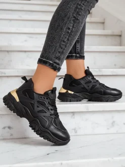 Stilosa Luma Czarne Sneakersy Damskie z Ekologicznej Skóry