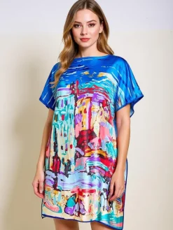 Sukienka pareo Demetria Royalfashion – wielokolorowa, uniwersalna, do kolana