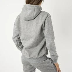 Szara damska ocieplana bluza z kapturem - Odzież