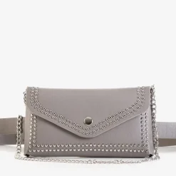 Szara mała torebka nerka z dżetami - Akcesoria