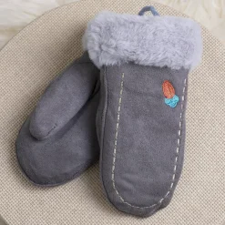 Szare dziecięce rękawiczki na sznurku i z jednym palcem - Rękawiczki