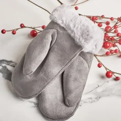 Szare dziecięce rękawiczki na sznurku i z jednym palcem - Rękawiczki