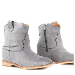 Szare kowbojki na koturnie Bertold - Obuwie