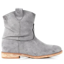 Szare kowbojki na koturnie Bertold - Obuwie