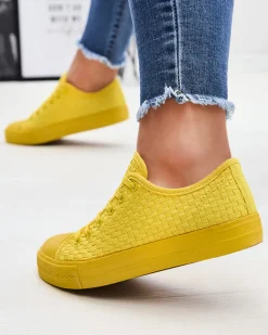 Żółte damskie trampki Aklina - Obuwie