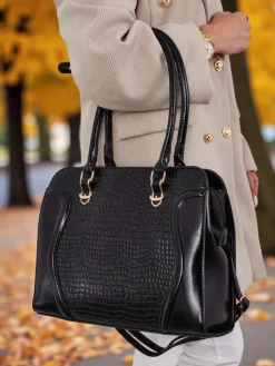 Toebka damska shopper eko skórzana z tłoczeniem Iron Lace