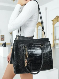 Toebka damska shopper eko skórzana z tłoczeniem Seraphyne