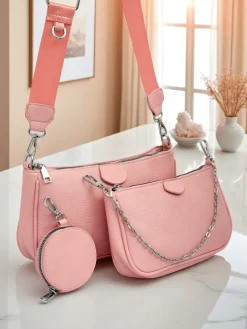 Torebka damska Amara Rosa – różowa listonoszka z ekoskóry z łańcuszkiem