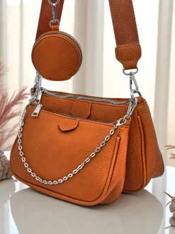 Torebka damska Calista camel skóra ekologiczna 3w1 modny zestaw