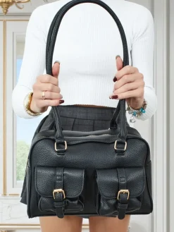 Torebka damska shopper eko skórzana z kieszeniami Aveline