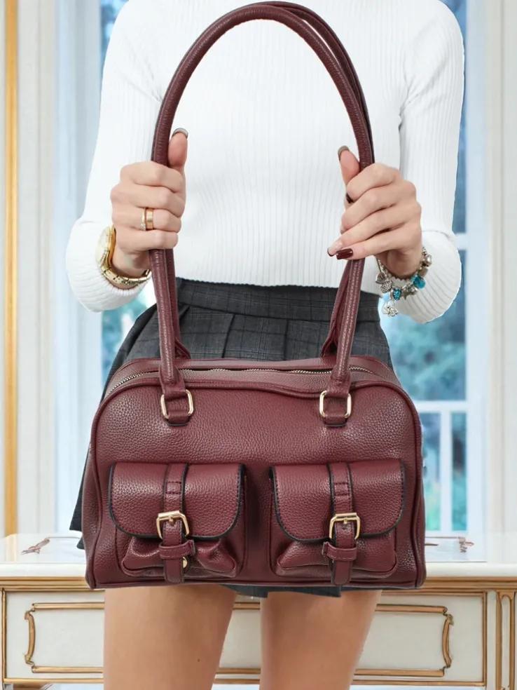 Torebka damska shopper eko skórzana z kieszeniami Aveline