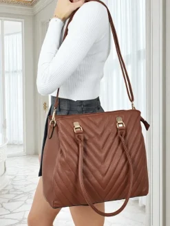 Torebka damska shopper eko skórzana z tłoczeniem Corvella