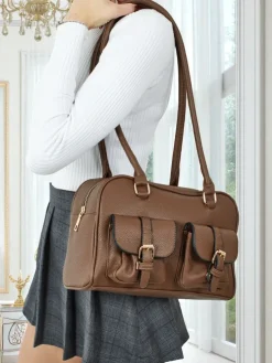 Torebka damska shopper eko skórzana z kieszeniami Aveline