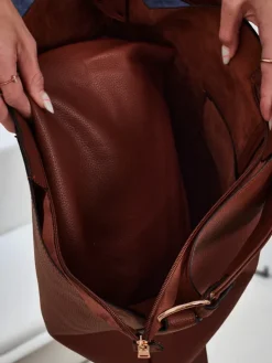 Wysoka torebka damska shopper 2 częściowa eko skórzana Hollow Grace