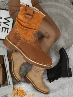 Wyższe botki damskie eko zamszowe Liora