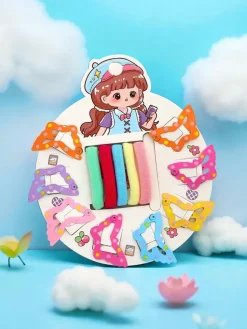 Zestaw kolorowych spinek i gumek do włosów dla dzieci