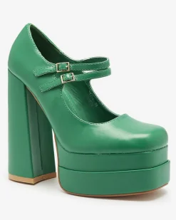 Zielone damskie czółenka na wysokim słupku Edisa - Obuwie