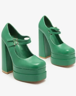 Zielone damskie czółenka na wysokim słupku Edisa - Obuwie