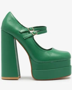 Zielone damskie czółenka na wysokim słupku Edisa - Obuwie