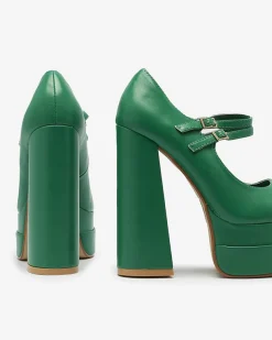 Zielone damskie czółenka na wysokim słupku Edisa - Obuwie