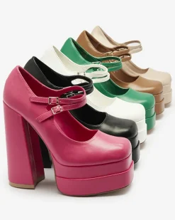 Zielone damskie czółenka na wysokim słupku Edisa - Obuwie