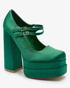 Zielone damskie czółenka na wysokim słupku Elika - Obuwie