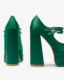 Zielone damskie czółenka na wysokim słupku Elika - Obuwie
