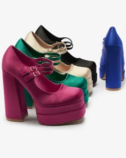 Zielone damskie czółenka na wysokim słupku Elika - Obuwie