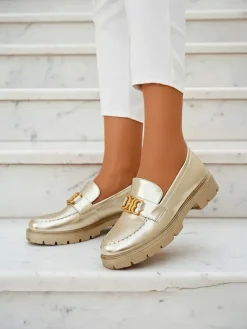 Złote Mokasyny Chloé Elegancki Styl Damski